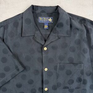 Nat Nast Luxury Originals 100% Silk Shirt in Black Geometric Men Medium NWOT